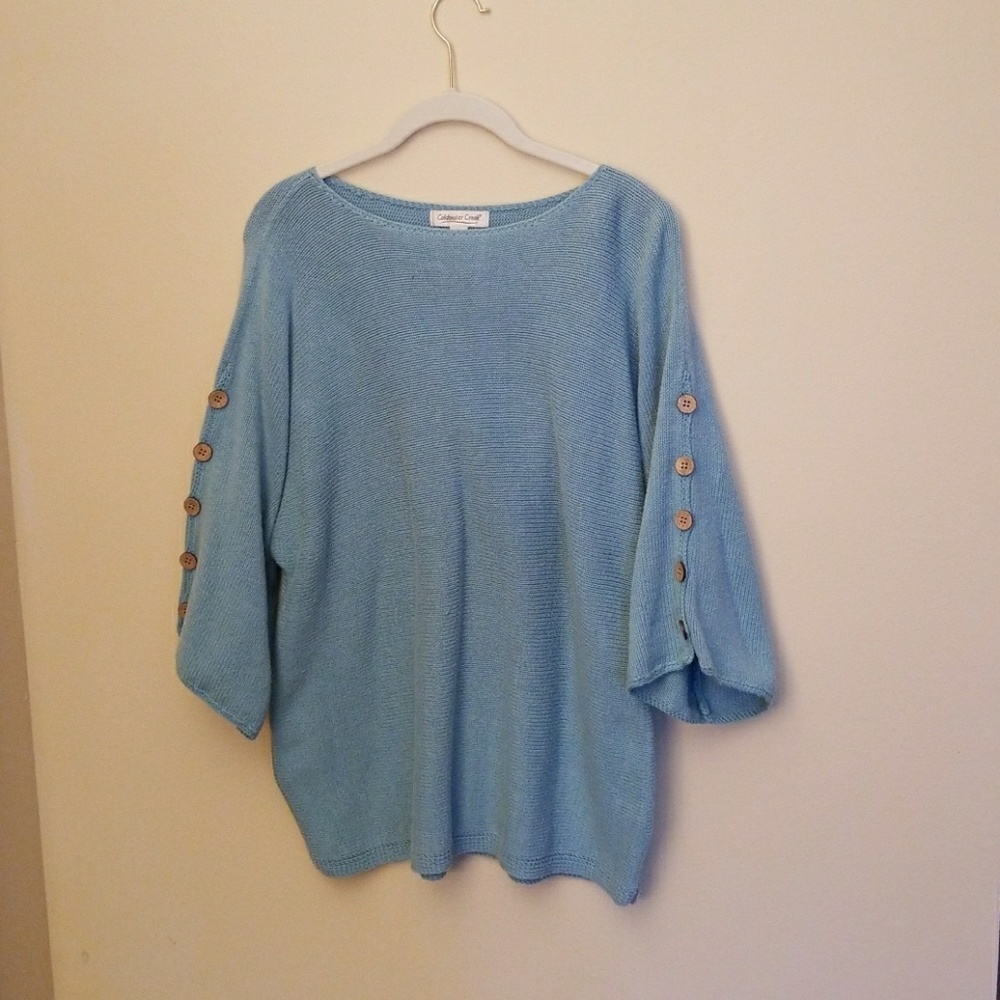 Blue cotton pullover sweater